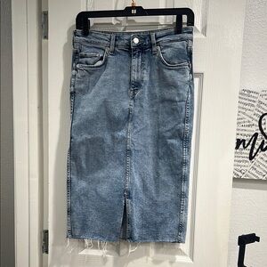 Blue Denim Midi Skirt